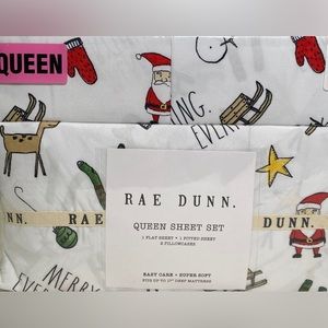Rae Dunn Queen Christmas / Winter Sheet Set - MERRY EVERYTHING